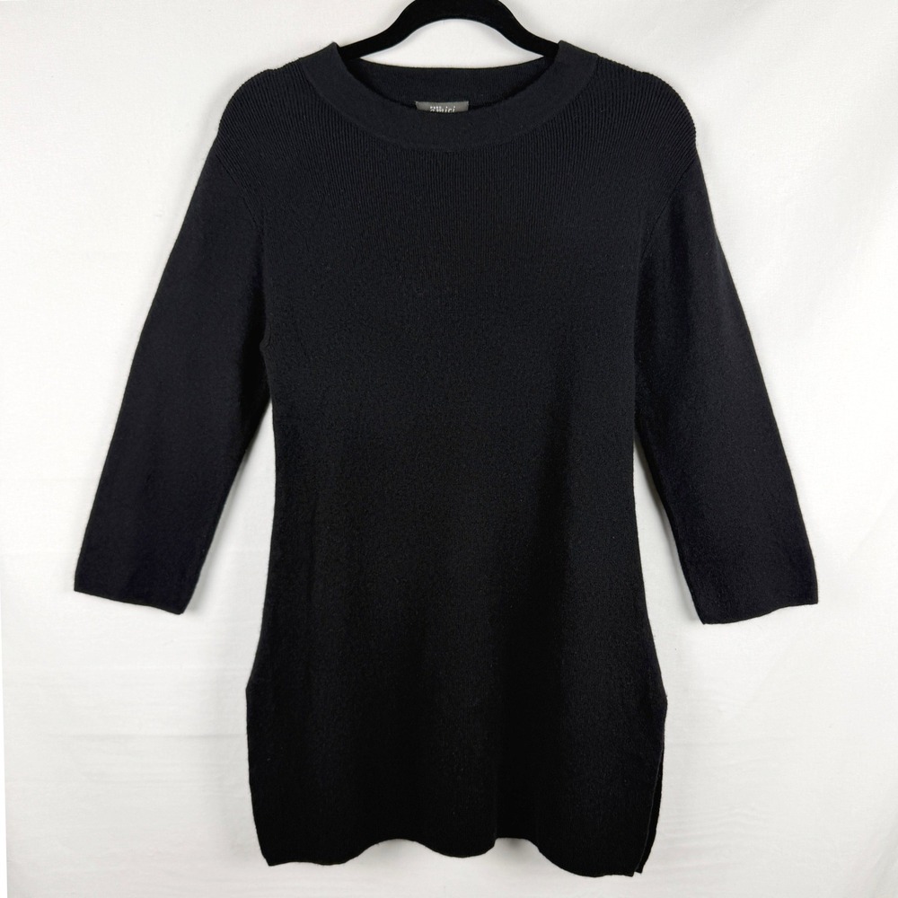 Pure Amici 100% Cashmere Mini Dress Tunic Sweater M Side Slits Quiet Luxury